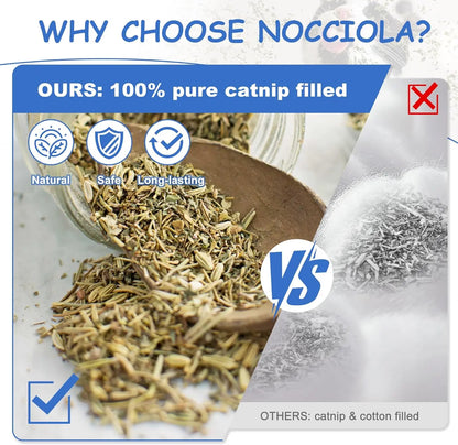 Nocciola 3 Pack Pre-Roll Catnip Kicker Cat Toy, Organic Catnip-Filled Plush Rolls with Crinkle & Chew Texture, Bunny Kick Teething Toy for Cats of All Ages